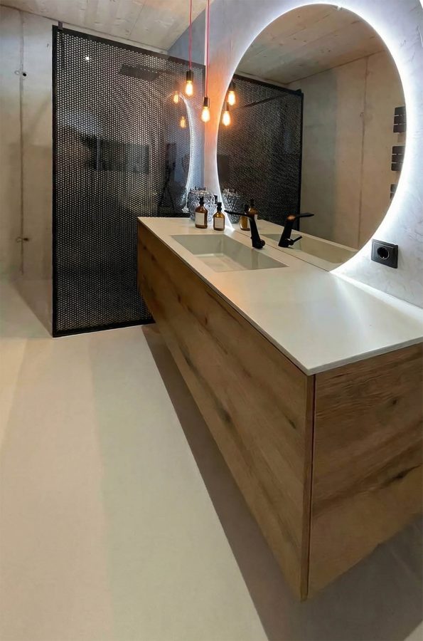 Baddesign Tirol Betonbad Eiche